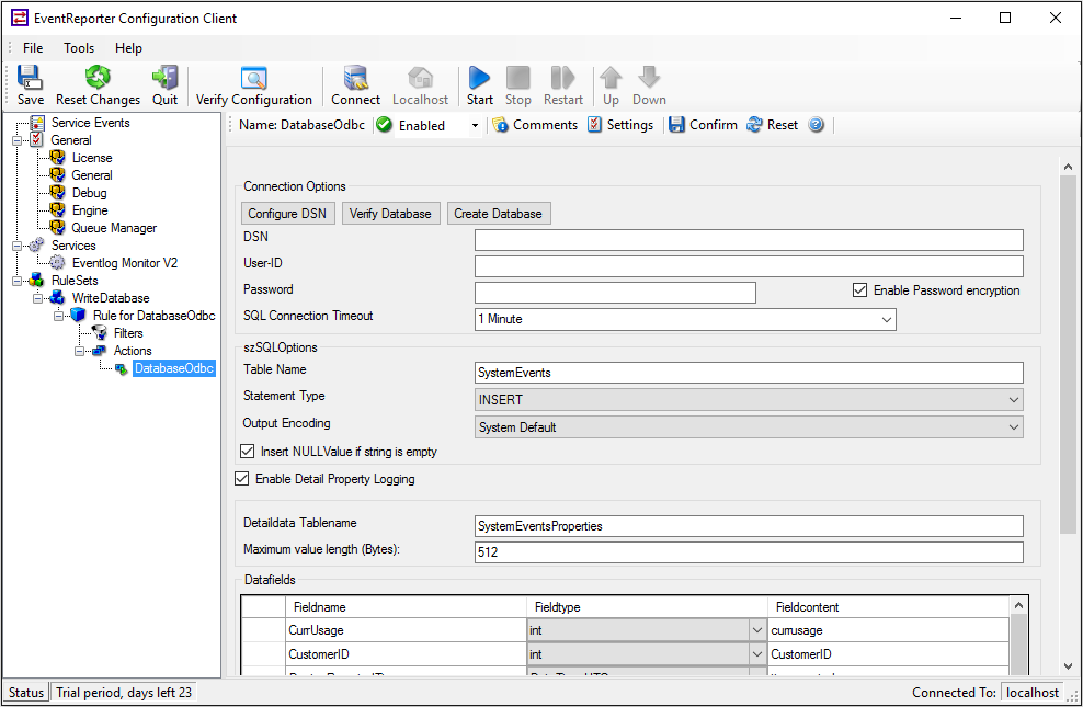 Using stored procedures with WinSyslog, MonitorWare Agent and EventReporter