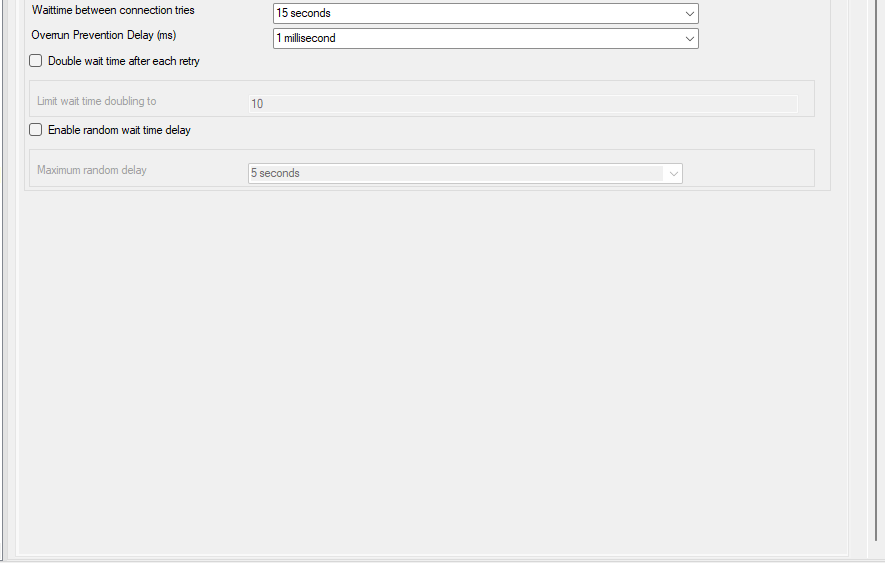 EventReporter OLEDB database Action Queue Options