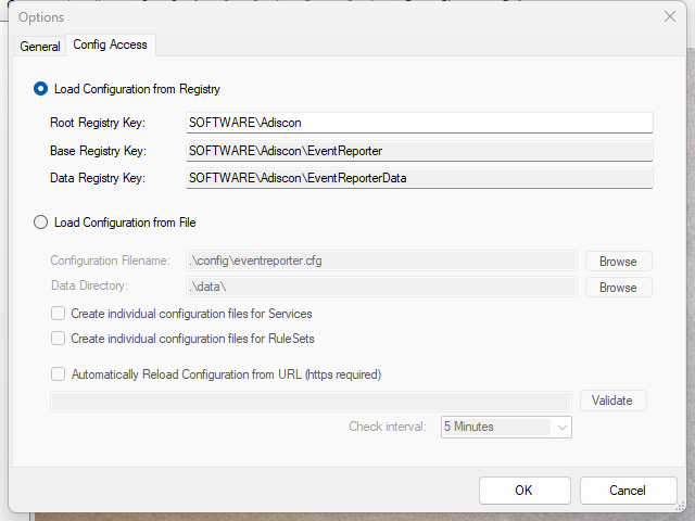EventReporter file-based configuration options